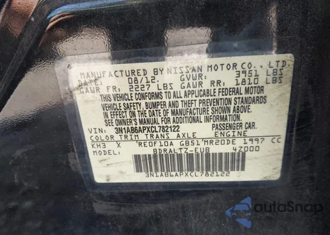 2012 Nissan Sentra 2.0 Sr from USA, damaged, VIN 3N1AB6APXCL782122